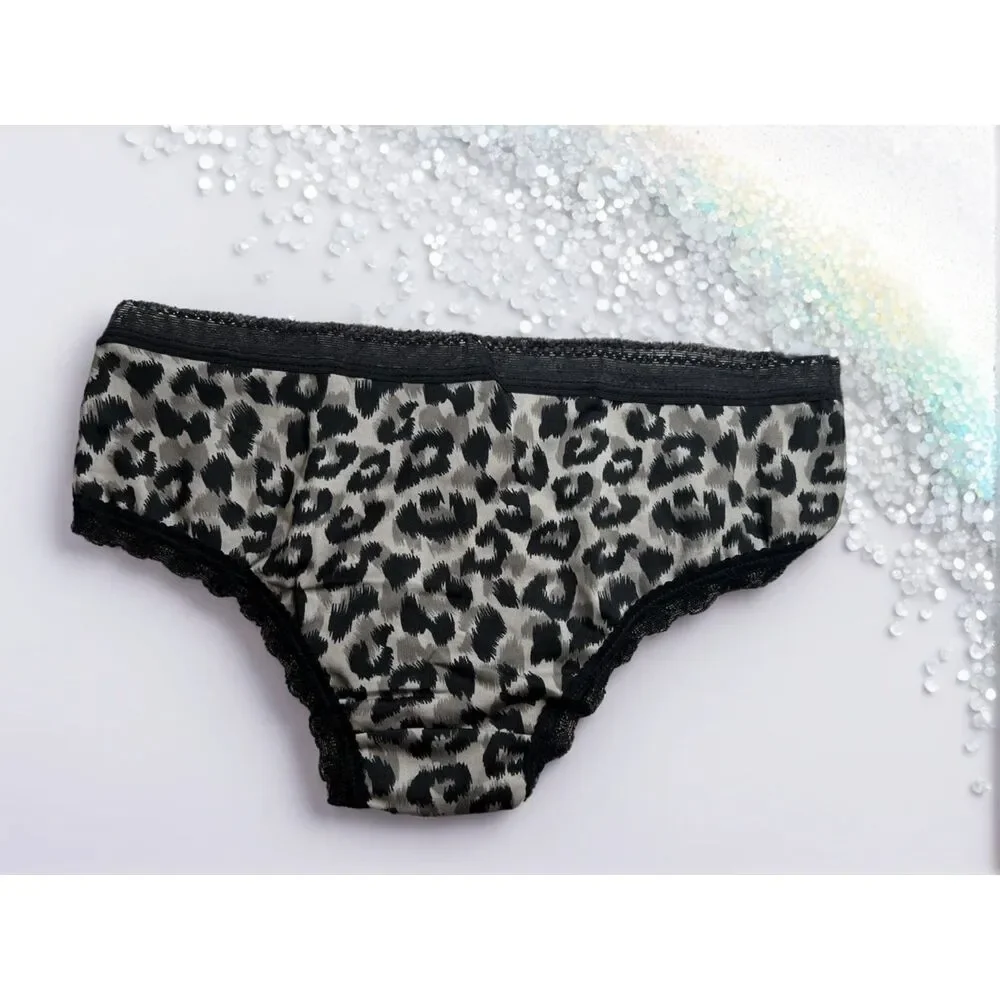 New Bikini Brief Lace Accent Animal Big Cat Small Panties Underwear NWOT